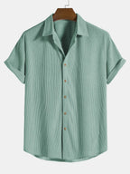 Short Sleeve Corduroy Button Shirt