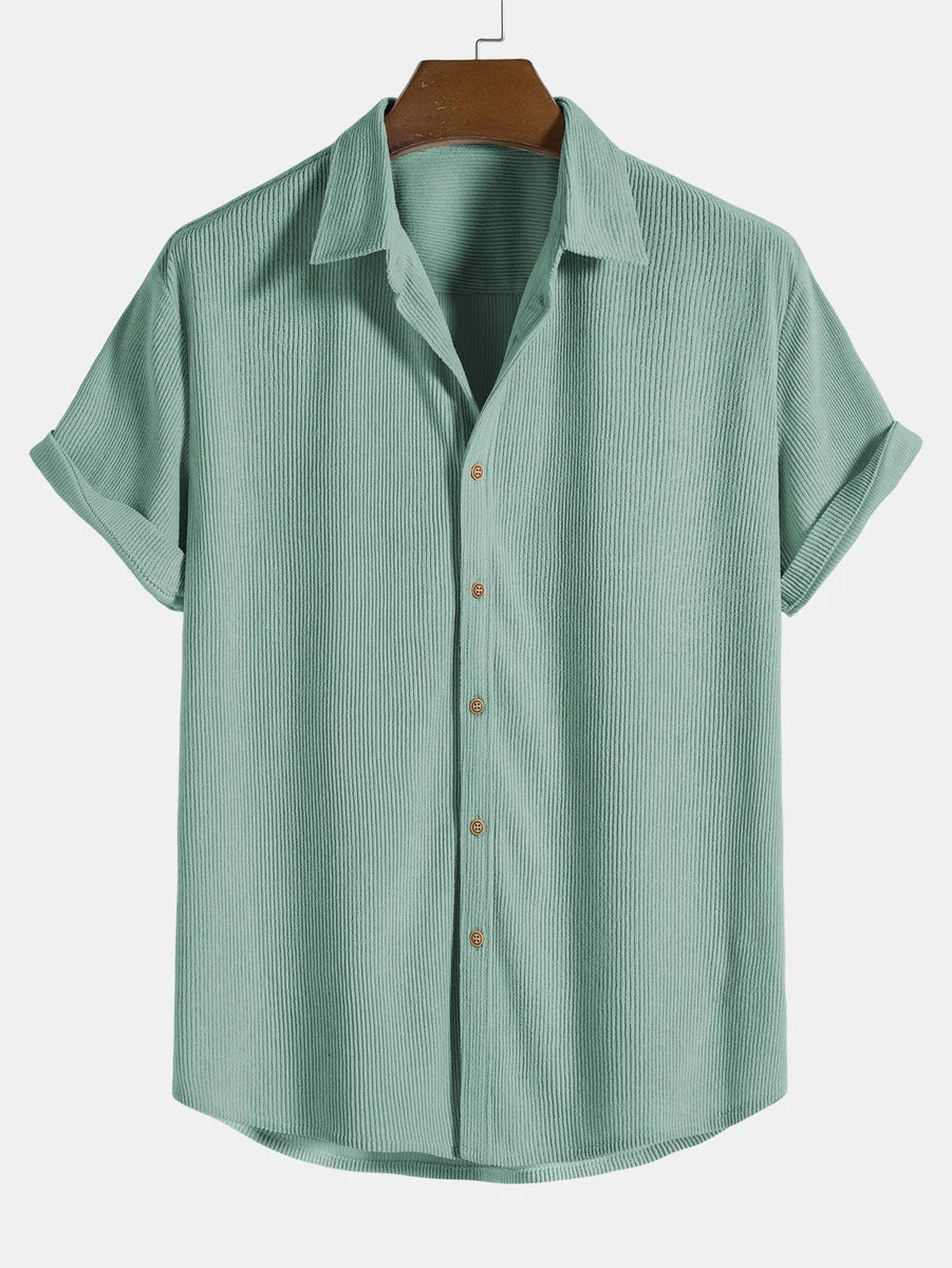 Short Sleeve Corduroy Button Shirt