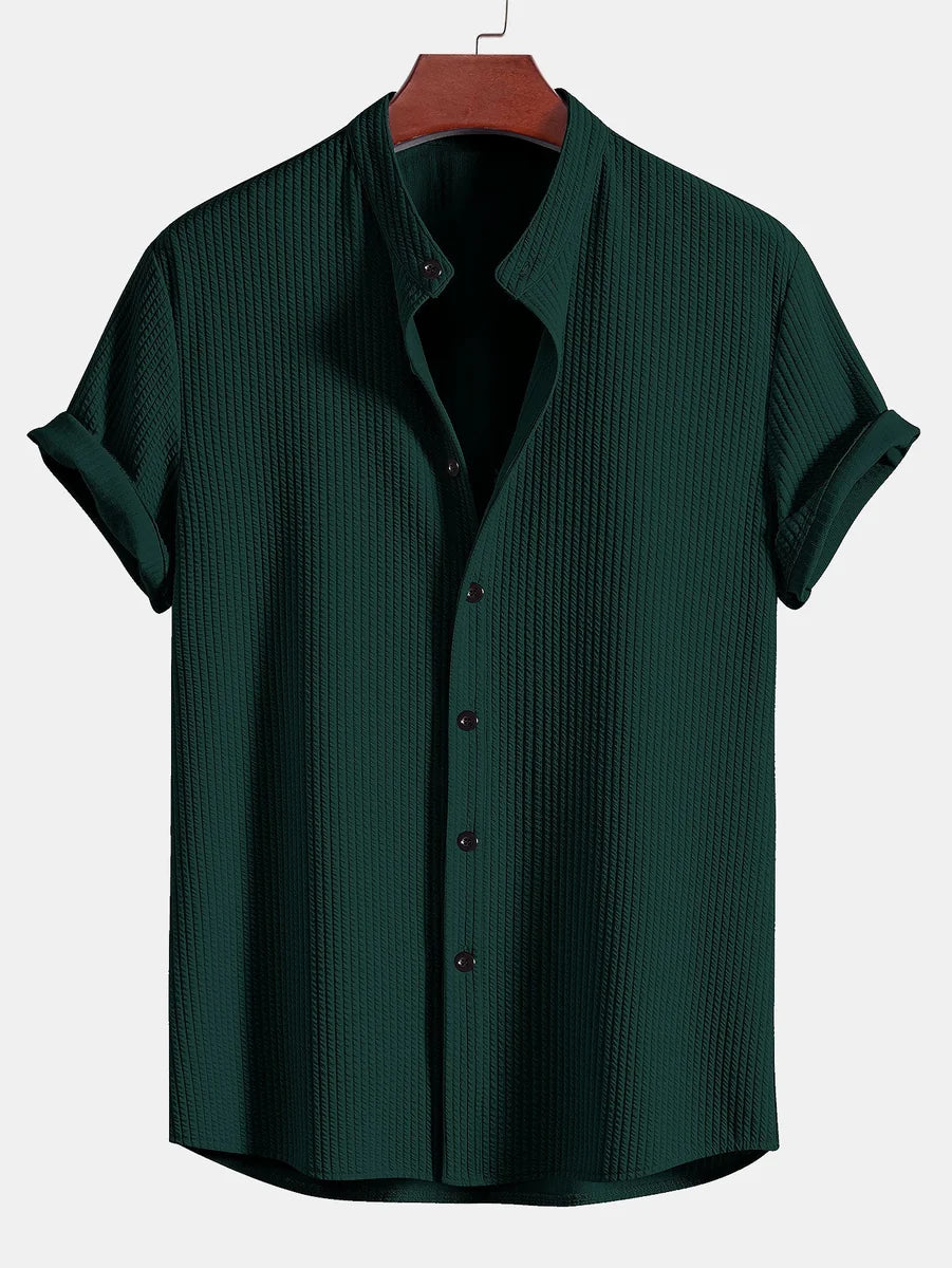 Ribbed High Neck Muscle Fit Shirt