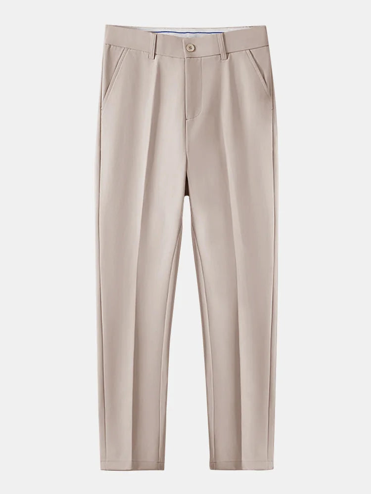 Knit Polo with Zipper and Contrast Trim & Slim Tapered Pants