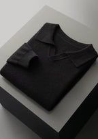 NORVALE WOOL RIBBED BUTTONLESS POLO