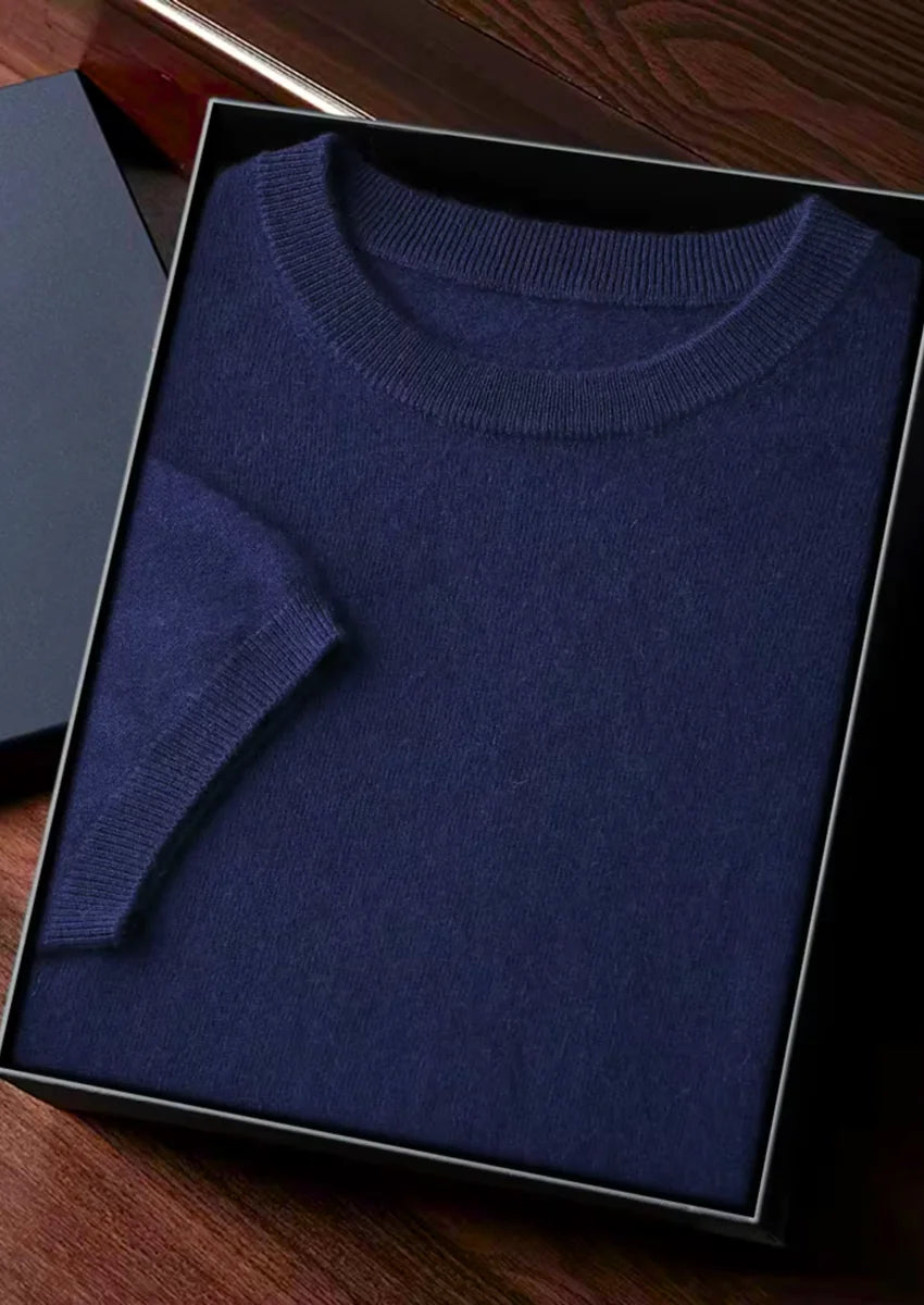 100% CASHMERE CLASSIC CREWNECK T-SHIRT