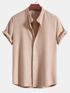 Ribbed High Neck Muscle Fit Shirt
