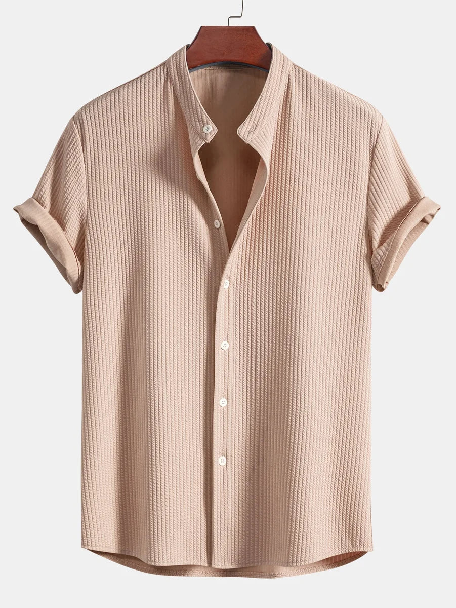 Ribbed High Neck Muscle Fit Shirt