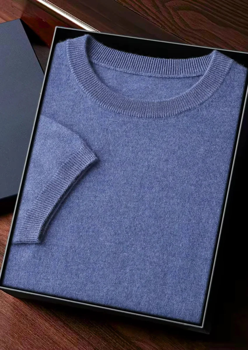 100% CASHMERE CLASSIC CREWNECK T-SHIRT